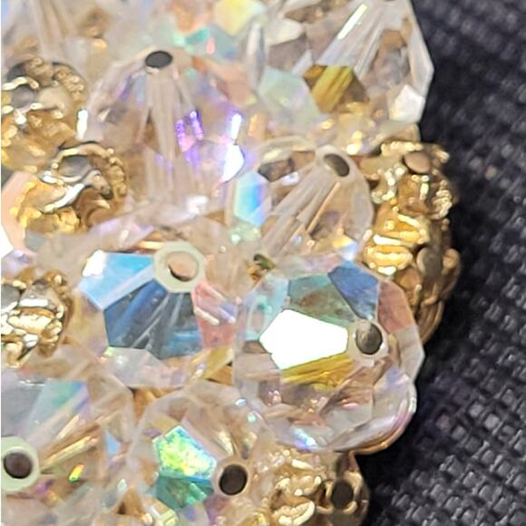 RetroGlam Vendome Aurora Borealis Crystal Flower Pin White Vintage Chic Luxe - Picture 7 of 10